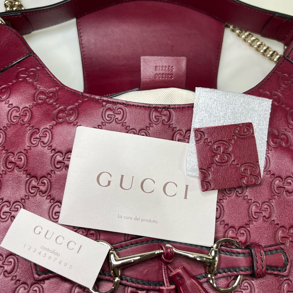 GUCCI Soft Guccissima Medium Emily Hobo Classic Ruby - Picture 4 of 14